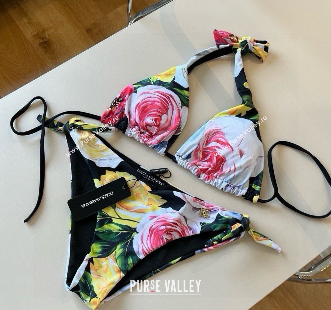 Dolce Gabbana Flower Two-Pieces Swimwear Black 2025 0513 (XMN-250513094)