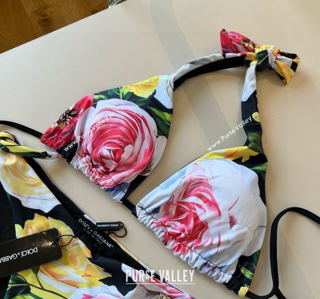 Dolce Gabbana Flower Two-Pieces Swimwear Black 2025 0513 (XMN-250513094)