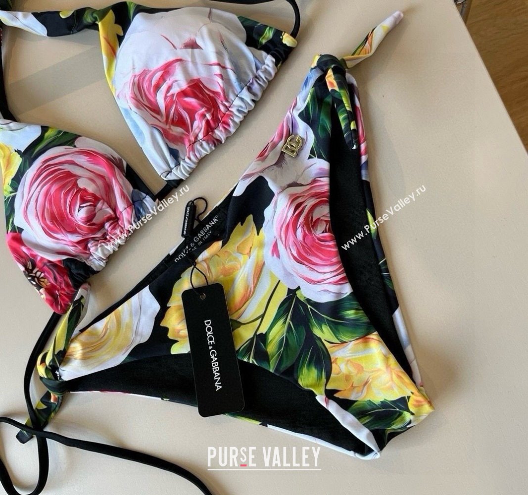 Dolce Gabbana Flower Two-Pieces Swimwear Black 2025 0513 (XMN-250513094)