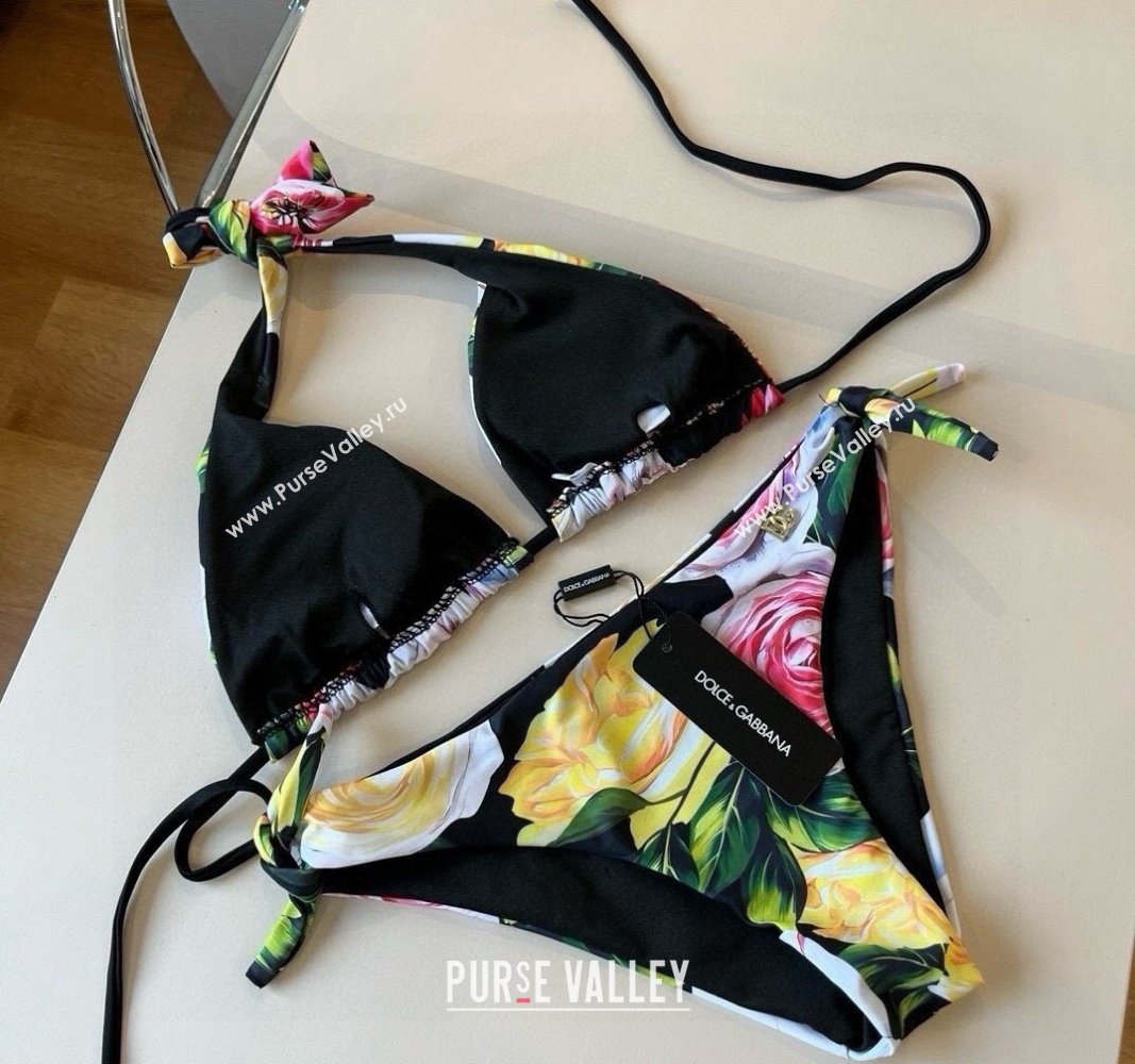 Dolce Gabbana Flower Two-Pieces Swimwear Black 2025 0513 (XMN-250513094)