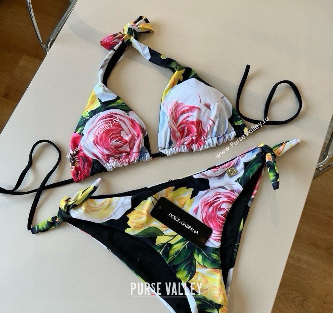 Dolce Gabbana Flower Two-Pieces Swimwear Black 2025 0513 (XMN-250513094)
