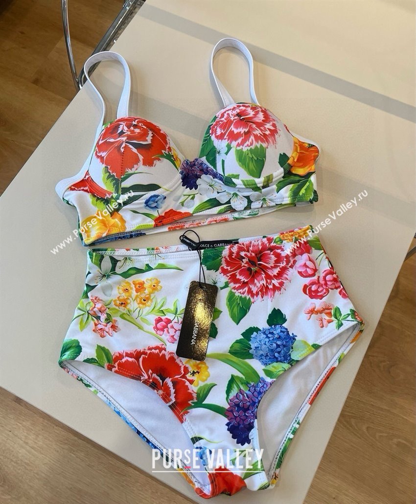 Dolce Gabbana Flower One-Piece Swimwear White 2025 0513 (XMN-250513095)