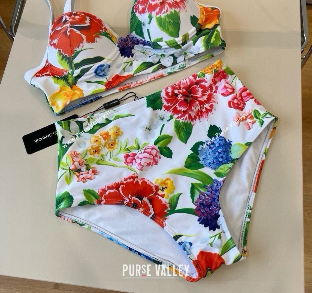 Dolce Gabbana Flower One-Piece Swimwear White 2025 0513 (XMN-250513095)