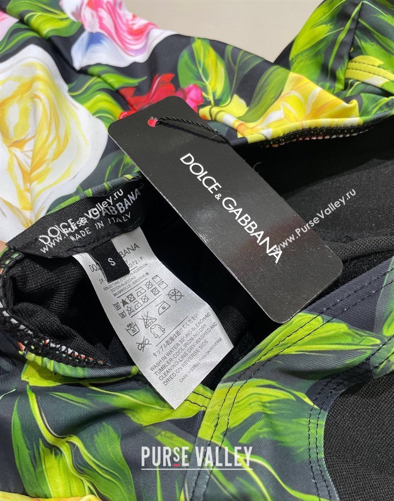 Dolce Gabbana Flower One-Piece Swimwear Black/Multicolor 2025 0513 (SHI-250513100)