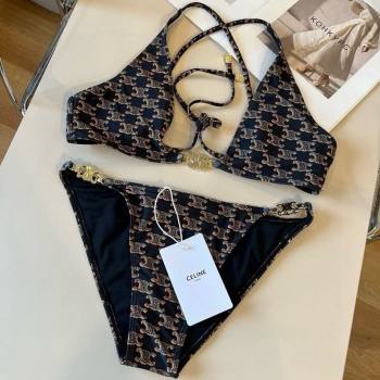 Celine Two-Pieces Swimwear with Logo Chain Brown 2025 0513 (XMN-250513077)