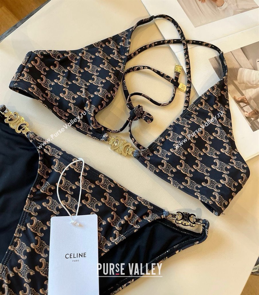 Celine Two-Pieces Swimwear with Logo Chain Brown 2025 0513 (XMN-250513077)