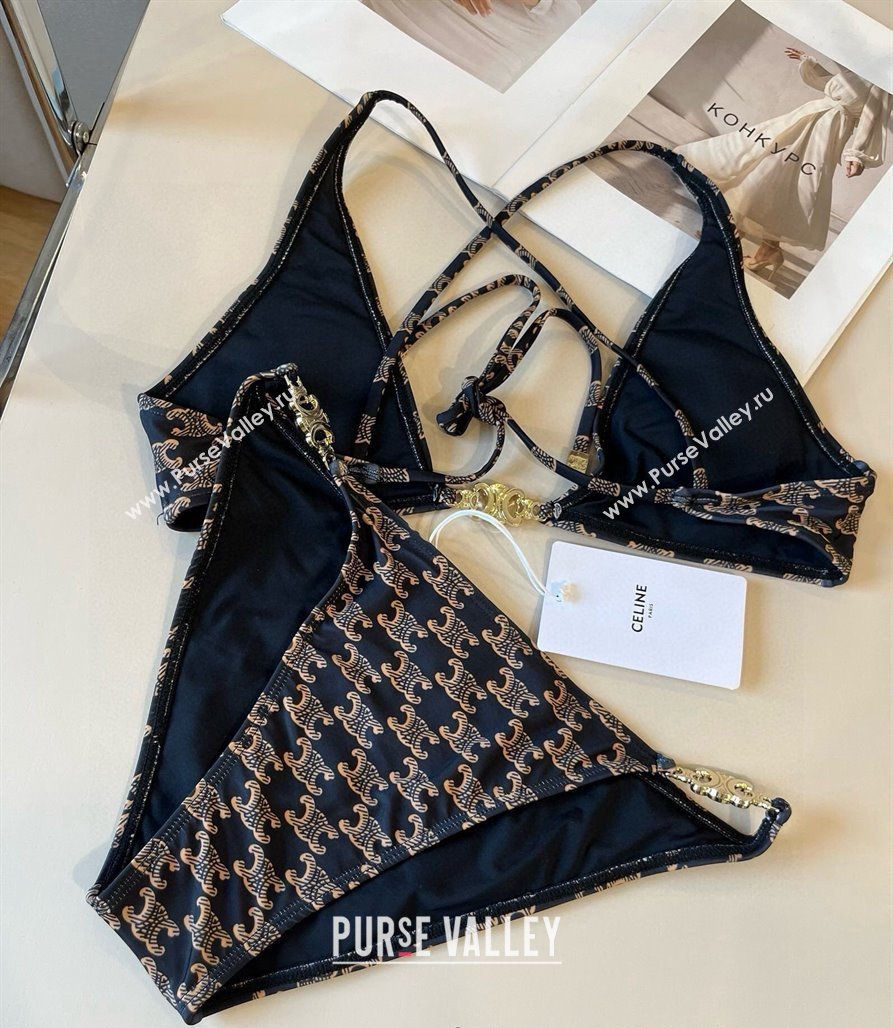 Celine Two-Pieces Swimwear with Logo Chain Brown 2025 0513 (XMN-250513077)