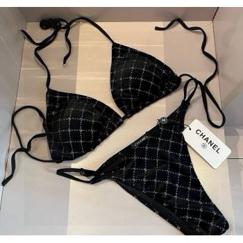 Chanel Quilted Corduroy Two-Pieces Swimwear Black 2025 0513 (XMN-250513086)