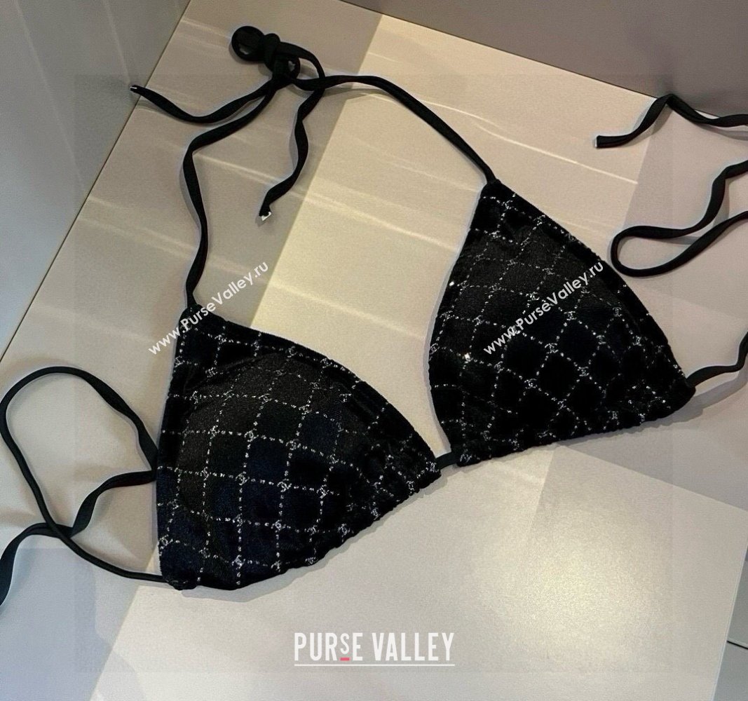 Chanel Quilted Corduroy Two-Pieces Swimwear Black 2025 0513 (XMN-250513086)