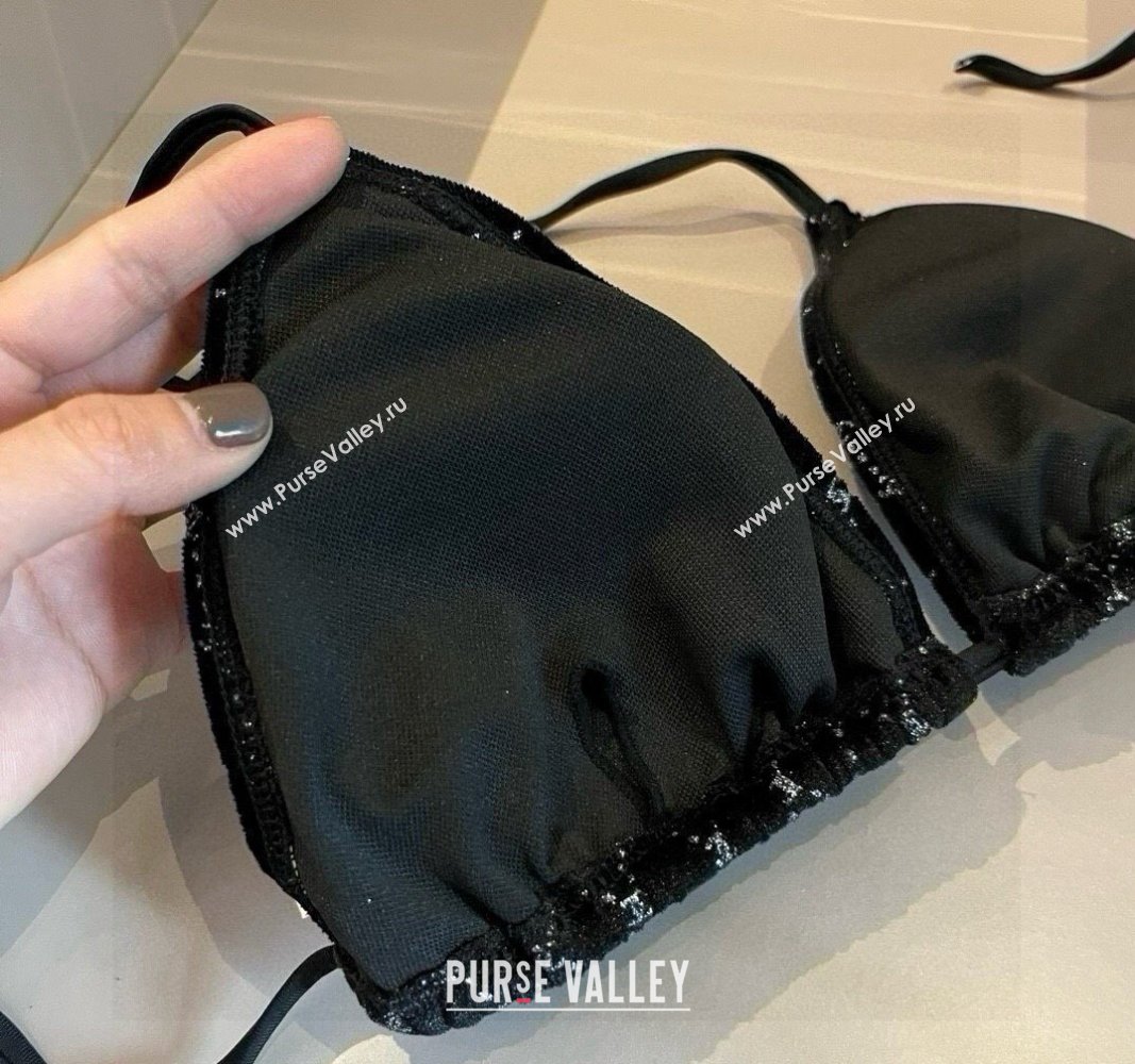 Chanel Quilted Corduroy Two-Pieces Swimwear Black 2025 0513 (XMN-250513086)