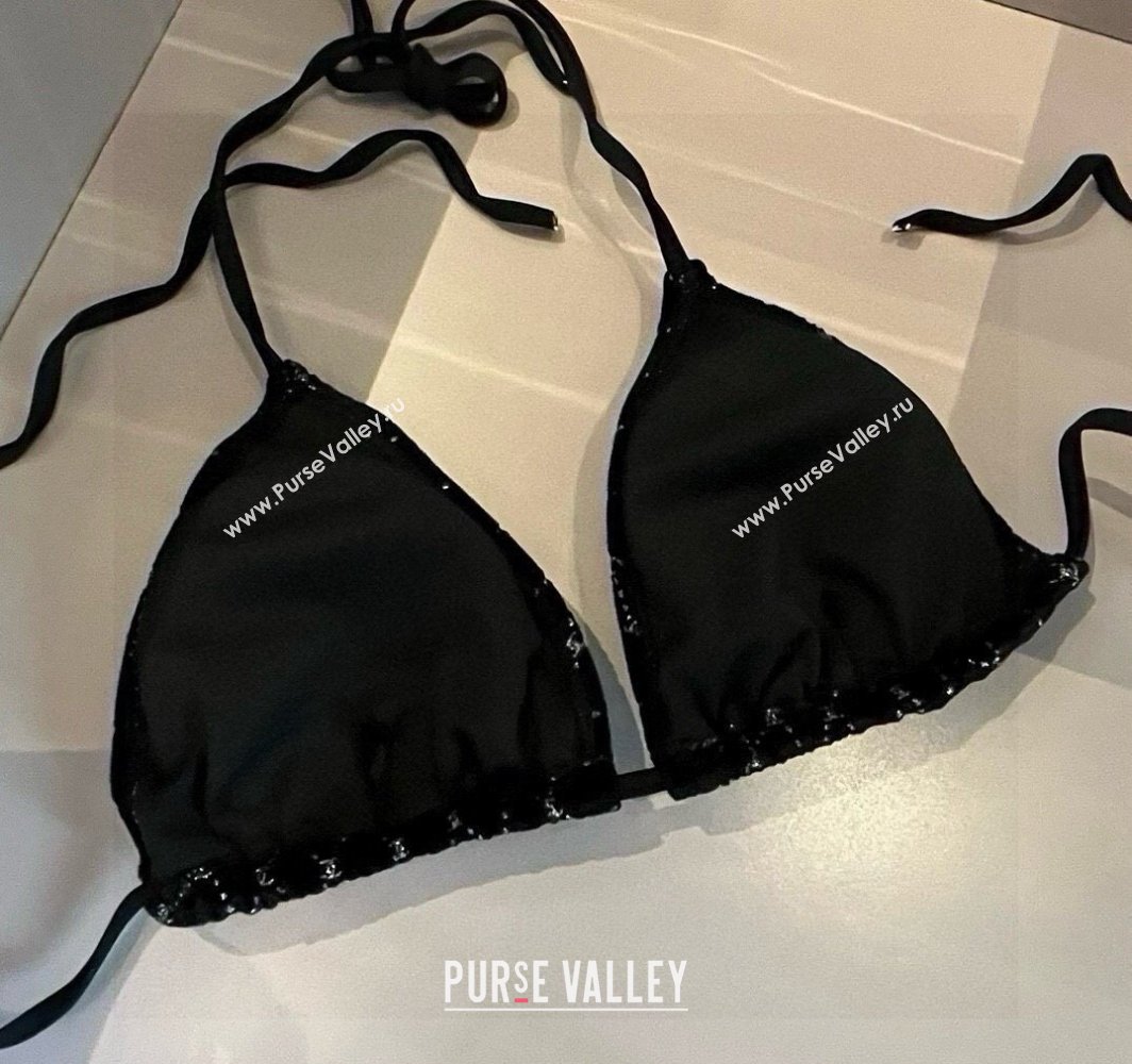 Chanel Quilted Corduroy Two-Pieces Swimwear Black 2025 0513 (XMN-250513086)