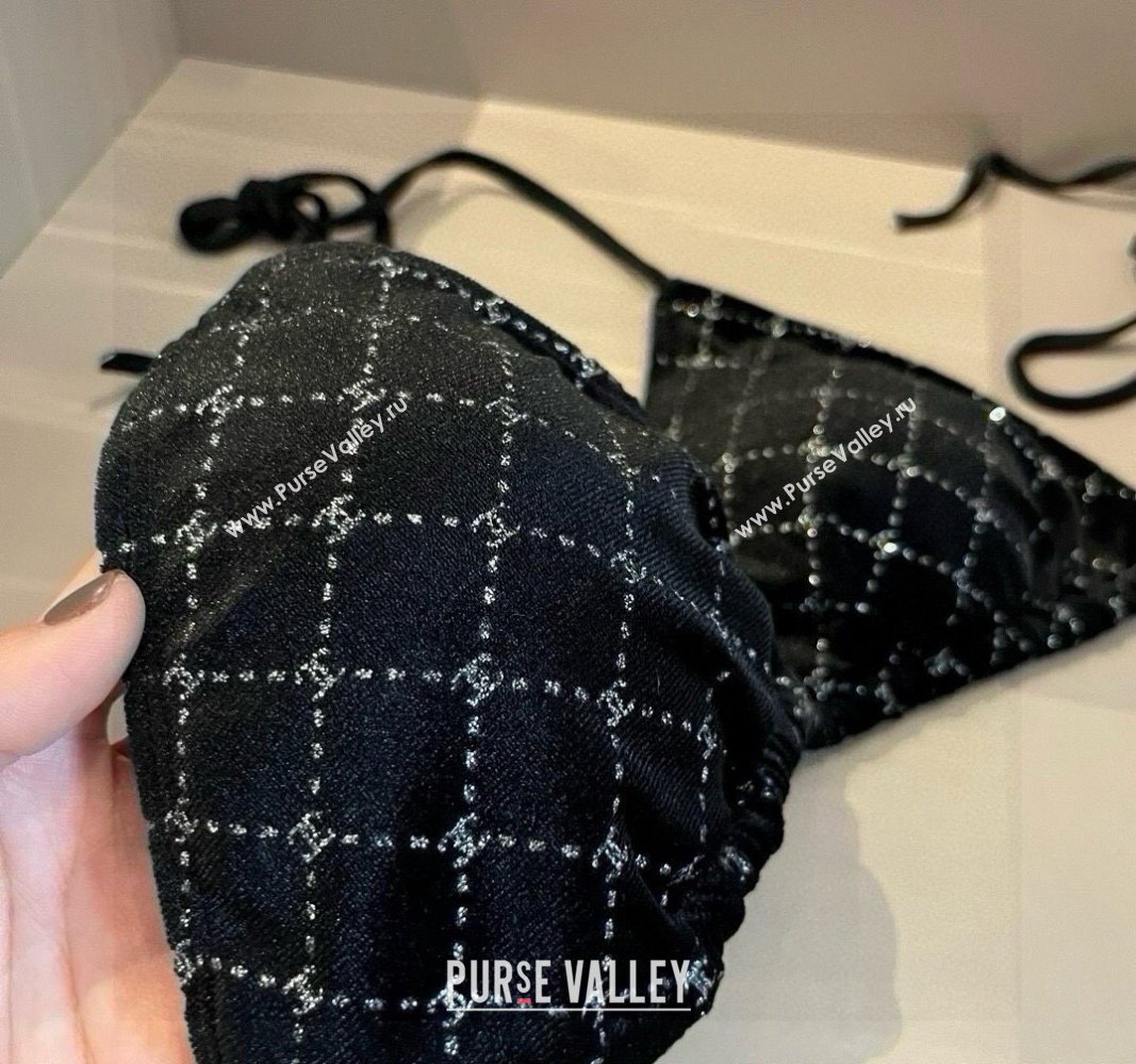 Chanel Quilted Corduroy Two-Pieces Swimwear Black 2025 0513 (XMN-250513086)