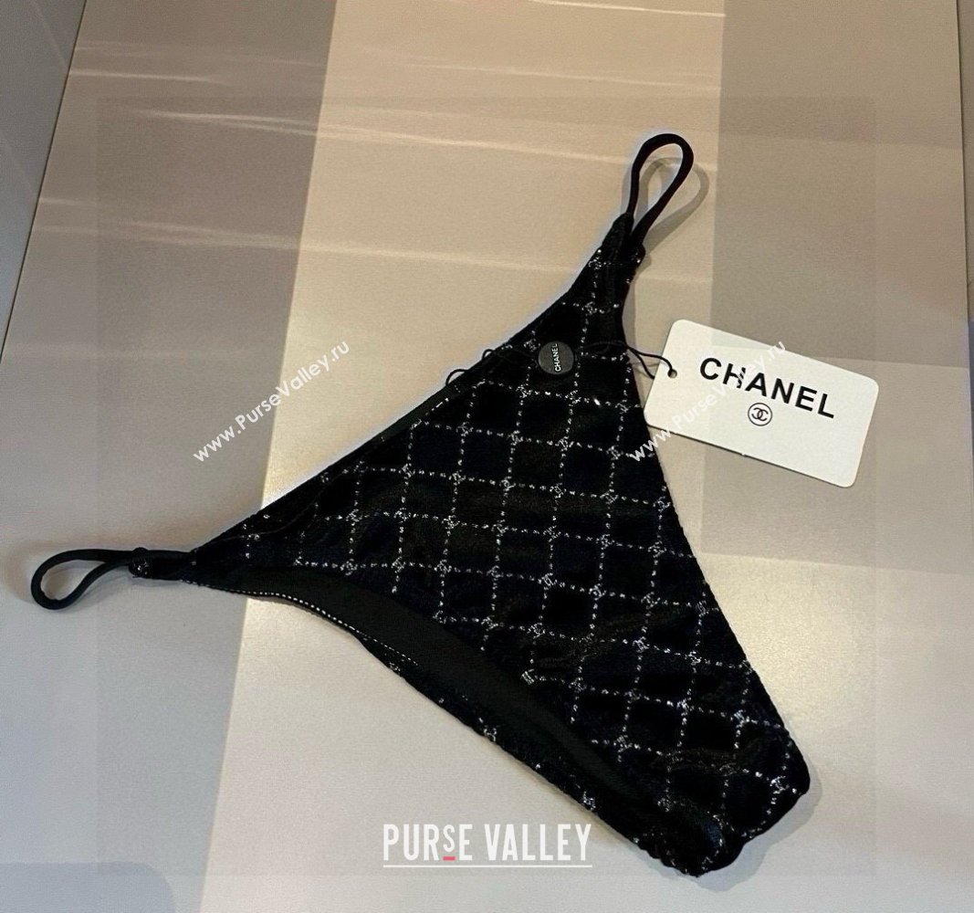 Chanel Quilted Corduroy Two-Pieces Swimwear Black 2025 0513 (XMN-250513086)