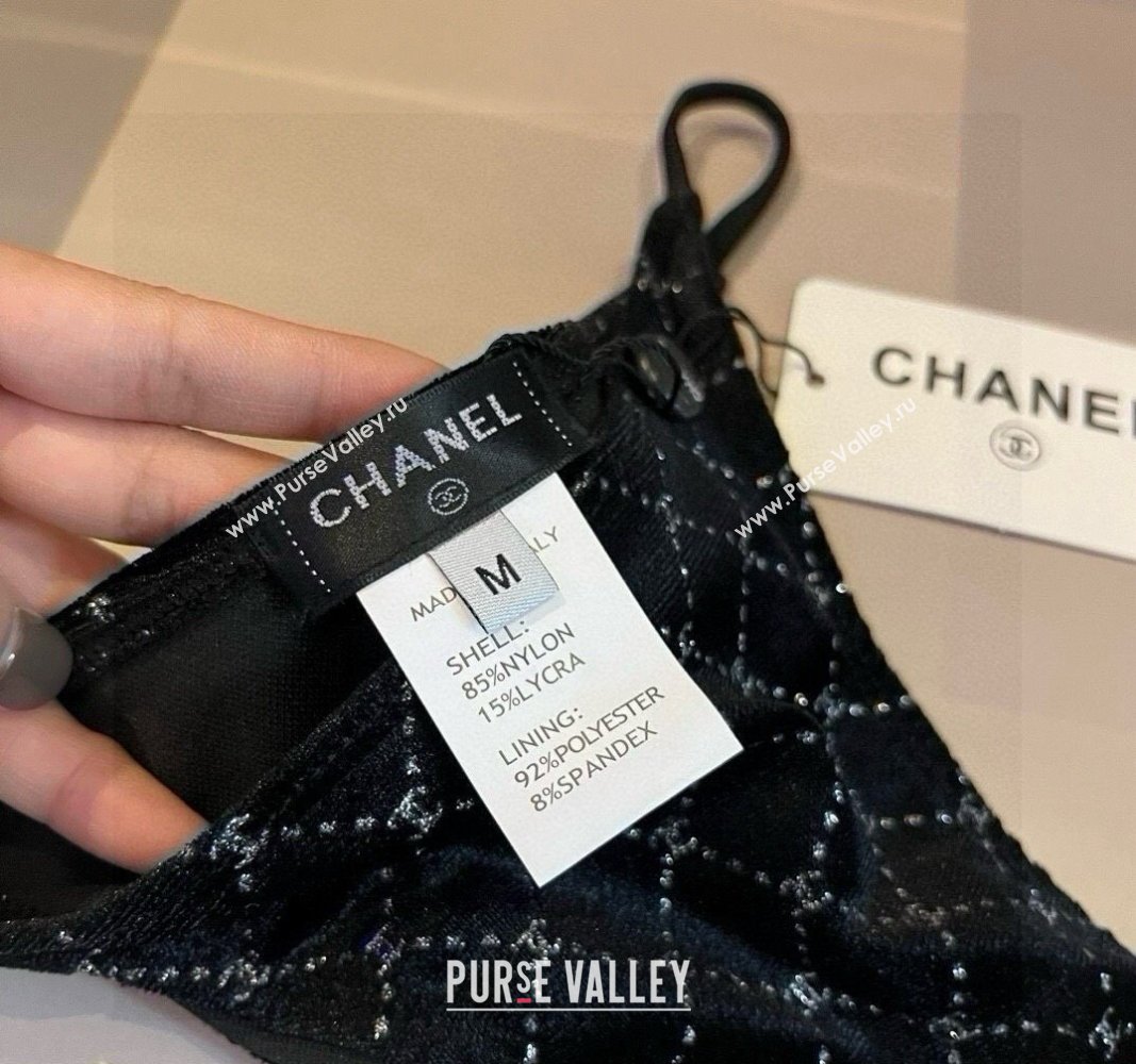 Chanel Quilted Corduroy Two-Pieces Swimwear Black 2025 0513 (XMN-250513086)