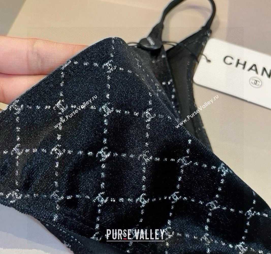 Chanel Quilted Corduroy Two-Pieces Swimwear Black 2025 0513 (XMN-250513086)