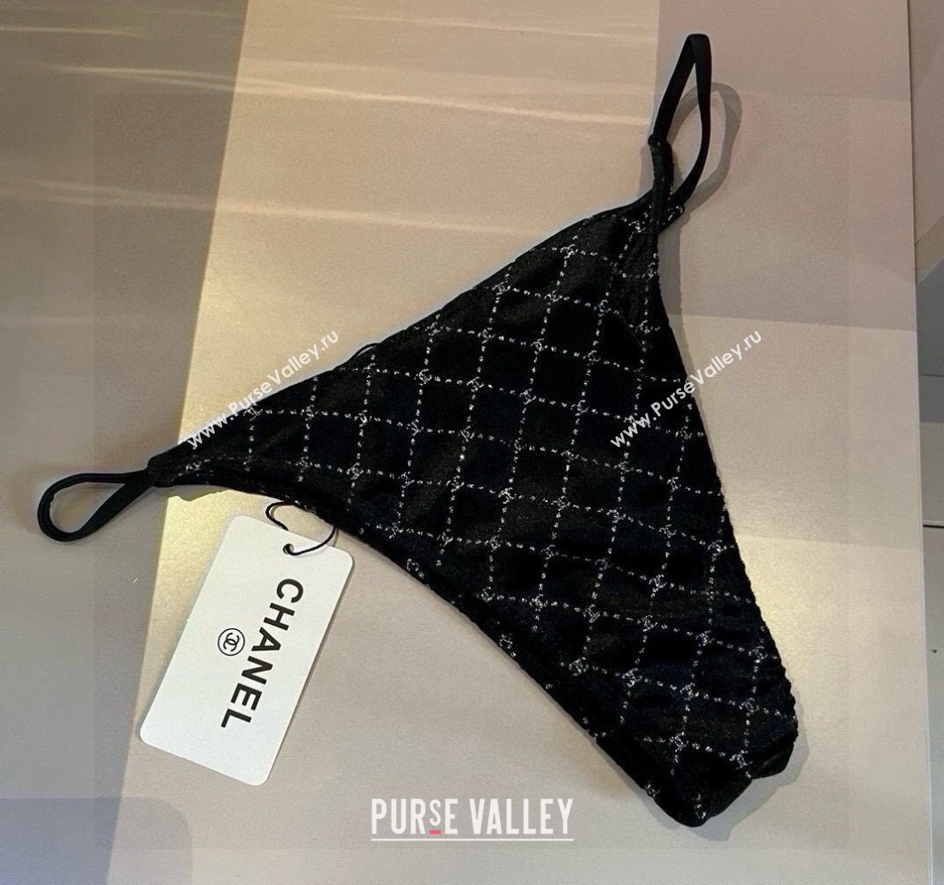 Chanel Quilted Corduroy Two-Pieces Swimwear Black 2025 0513 (XMN-250513086)