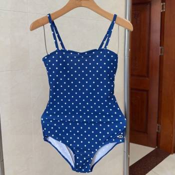 Dior One-Piece Dotted Swimwear Blue 2025 0616 (SHI-250616038)
