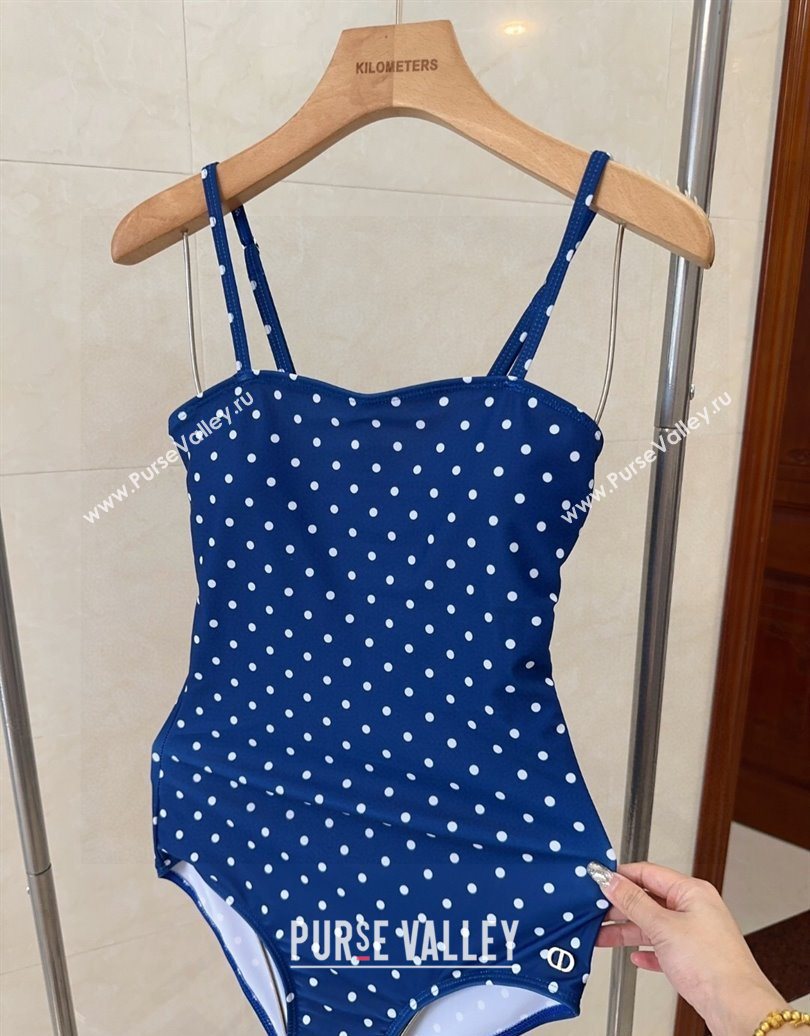 Dior One-Piece Dotted Swimwear Blue 2025 0616 (SHI-250616038)