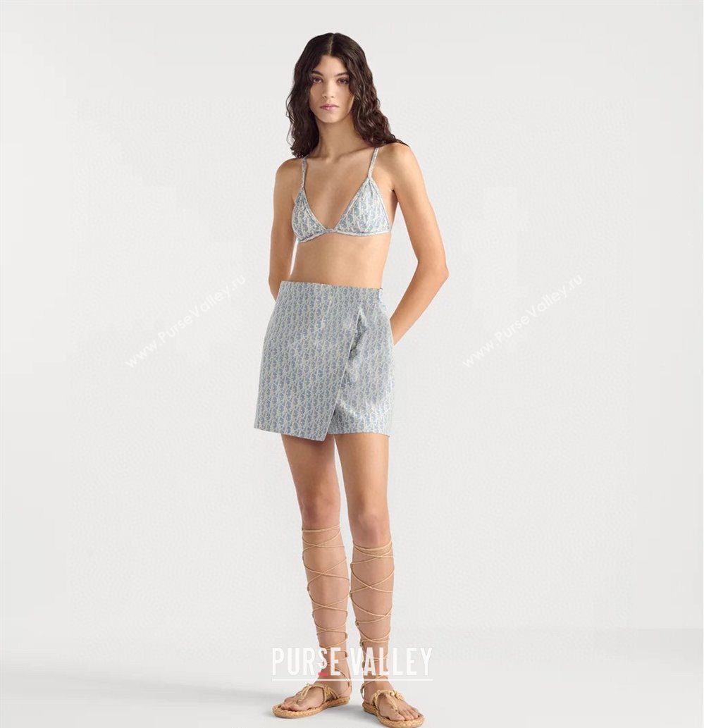 Dior Oblique Bikini and Shorts Set Blue 2025 0723 (SHI-250723033)