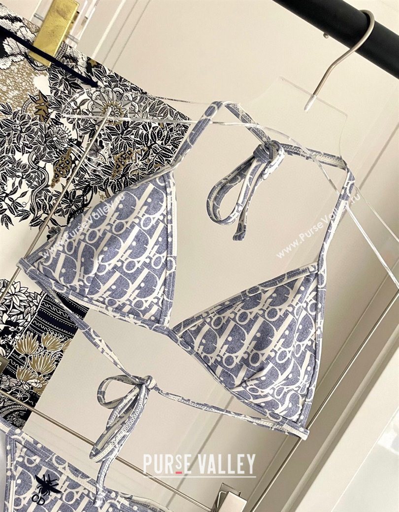 Dior Oblique Bikini and Shorts Set Blue 2025 0723 (SHI-250723033)