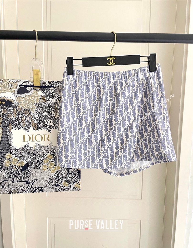 Dior Oblique Bikini and Shorts Set Blue 2025 0723 (SHI-250723033)