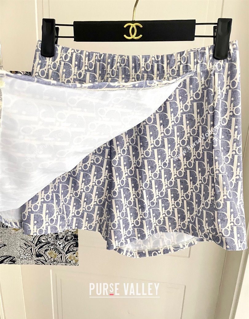 Dior Oblique Bikini and Shorts Set Blue 2025 0723 (SHI-250723033)