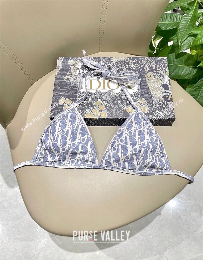 Dior Oblique Bikini and Shorts Set Blue 2025 0723 (SHI-250723033)