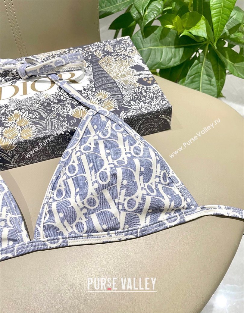 Dior Oblique Bikini and Shorts Set Blue 2025 0723 (SHI-250723033)