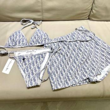 Dior Oblique Bikini and Shorts Set Blue 2025 0723 (SHI-250723033)