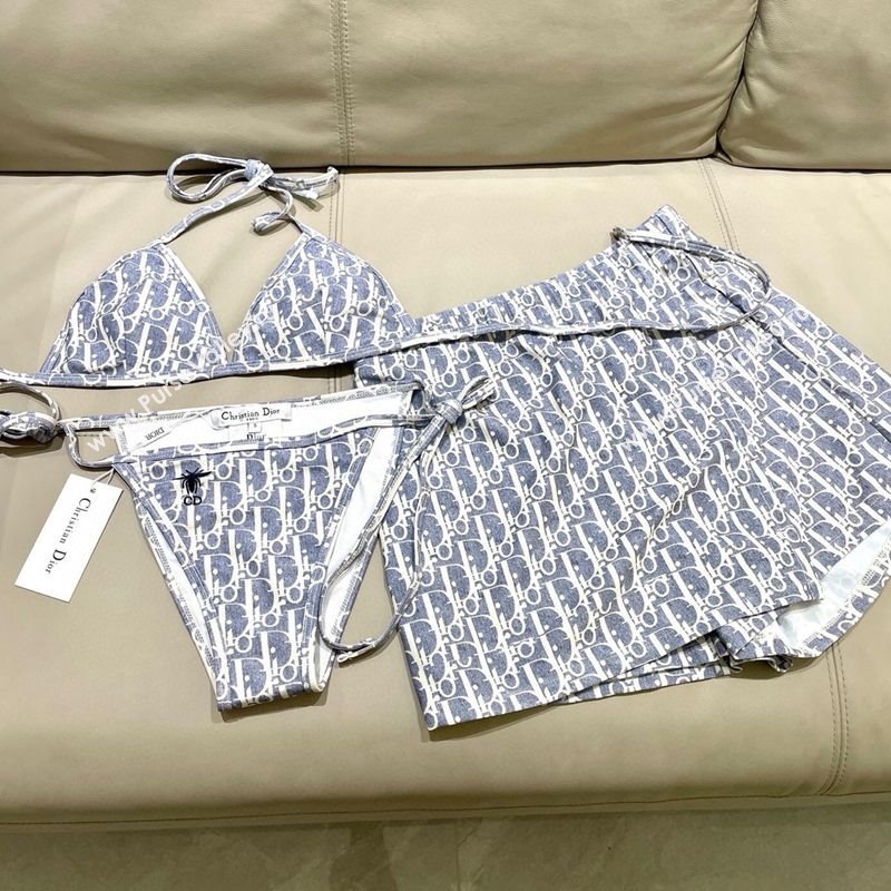 Dior Oblique Bikini and Shorts Set Blue 2025 0723 (SHI-250723033)