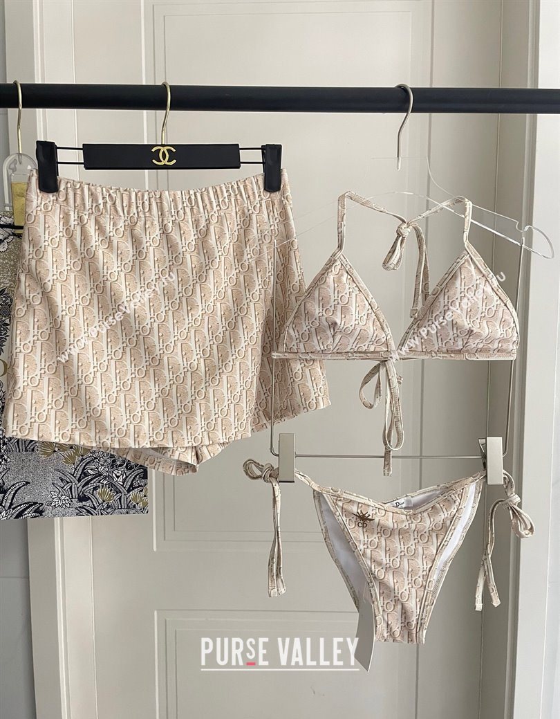 Dior Oblique Bikini and Shorts Set Beige 2025 0723 (SHI-250723034)