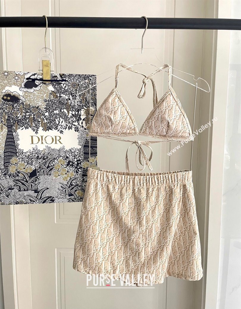 Dior Oblique Bikini and Shorts Set Beige 2025 0723 (SHI-250723034)