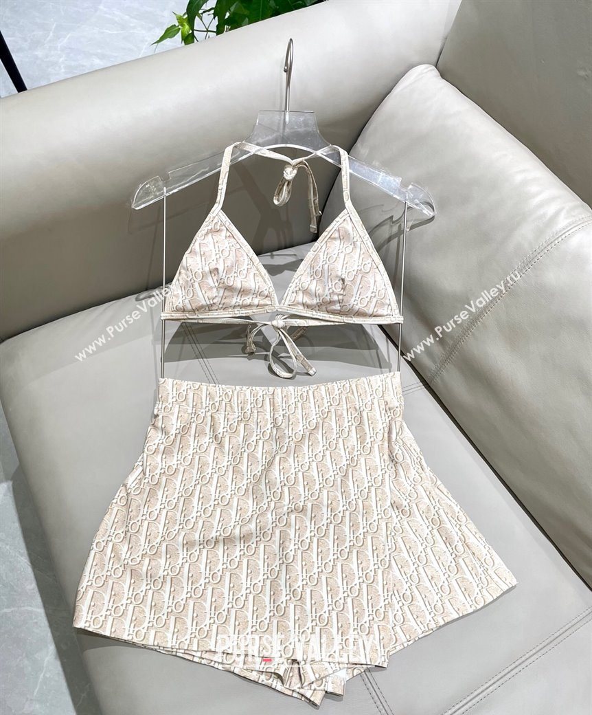 Dior Oblique Bikini and Shorts Set Beige 2025 0723 (SHI-250723034)