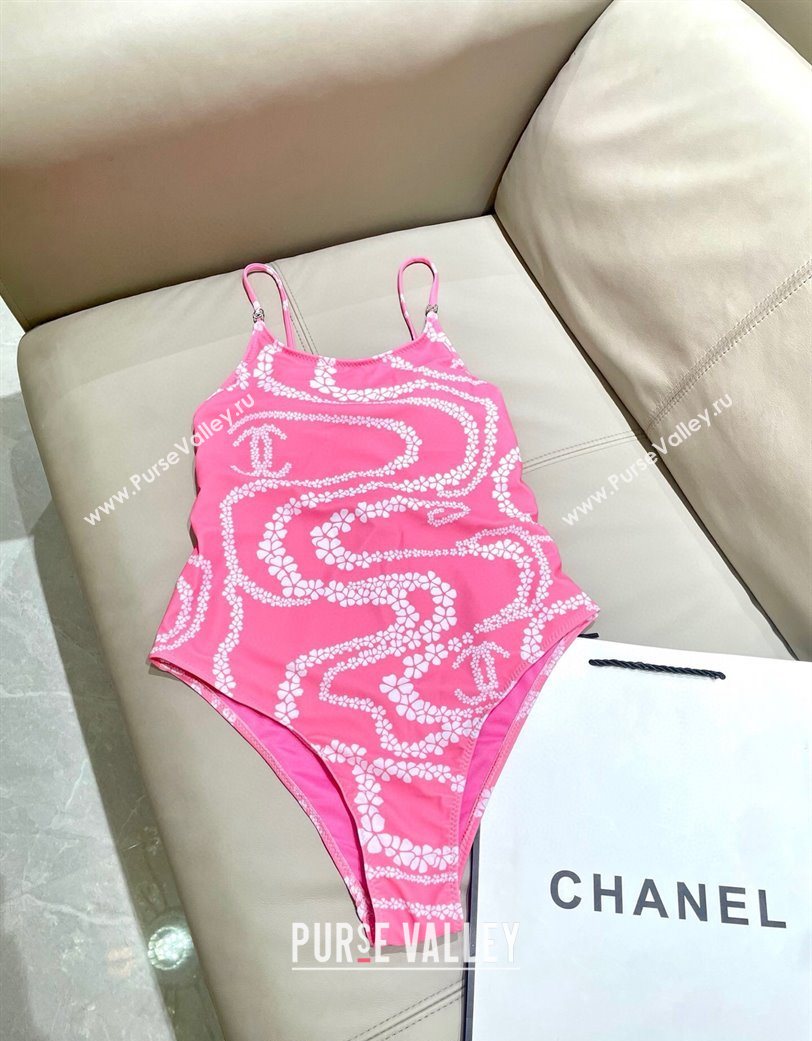 Chanel Printed One-Piece Swimwear Pink 2025 1112 (SHI-251112097)