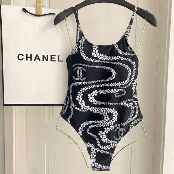 Chanel Printed One-Piece Swimwear Black 2025 1112 (SHI-251112098)
