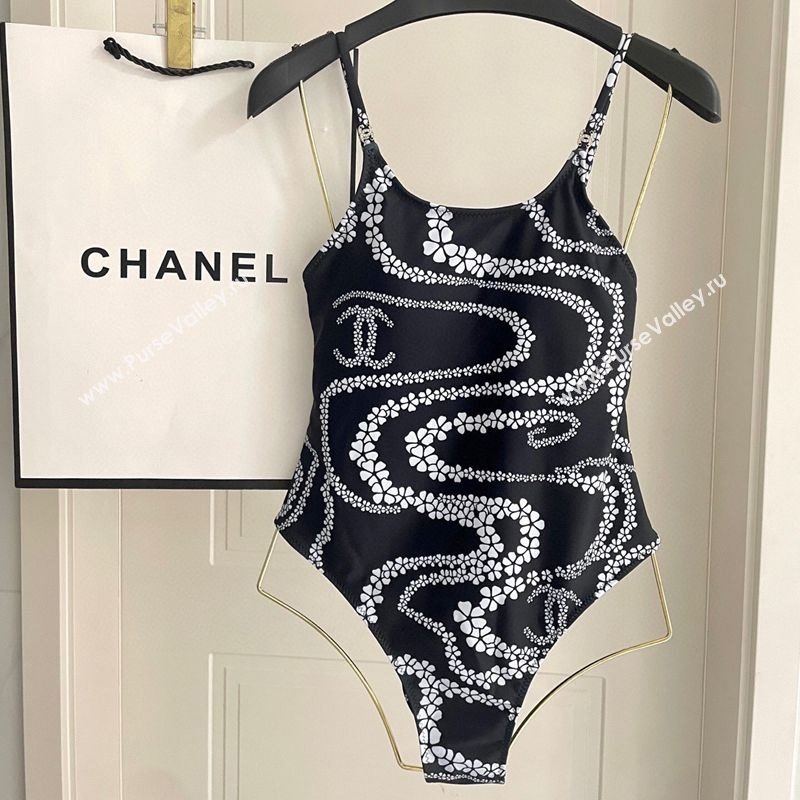 Chanel Printed One-Piece Swimwear Black 2025 1112 (SHI-251112098)