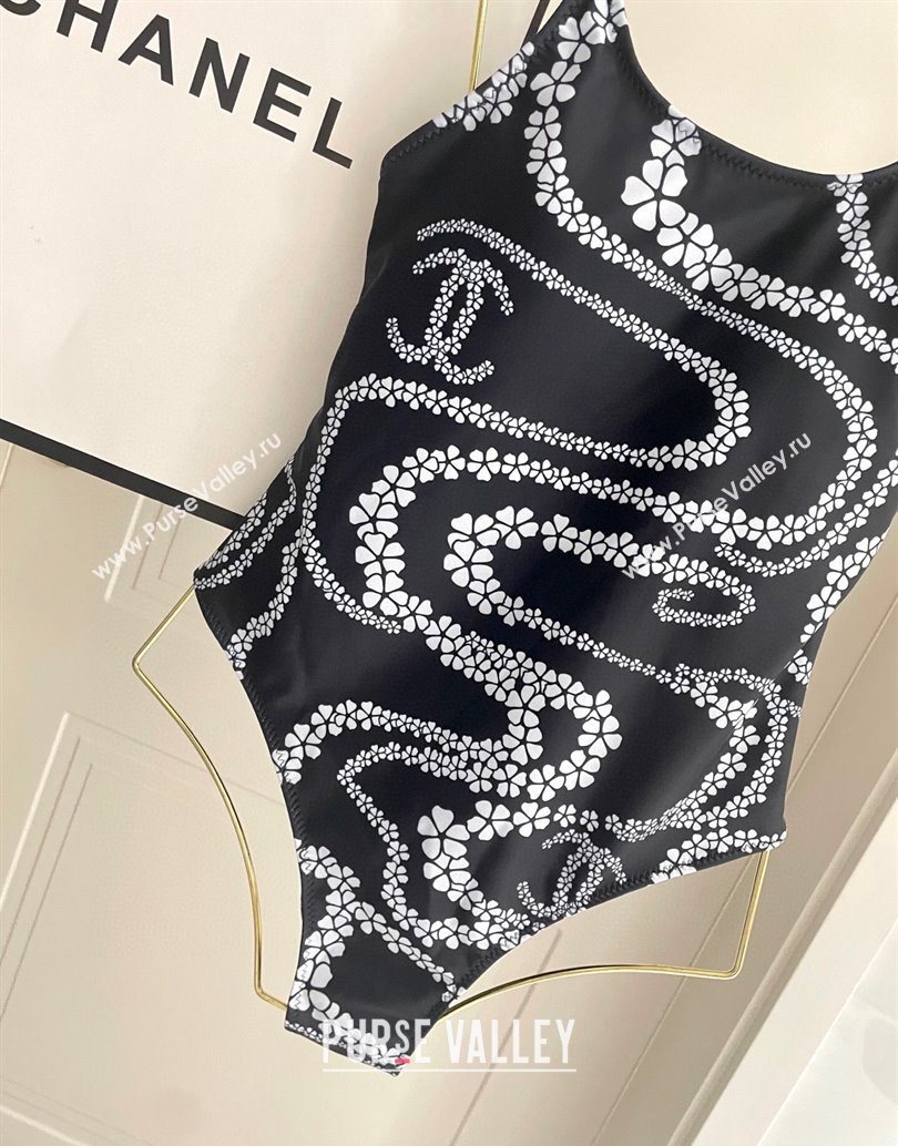 Chanel Printed One-Piece Swimwear Black 2025 1112 (SHI-251112098)