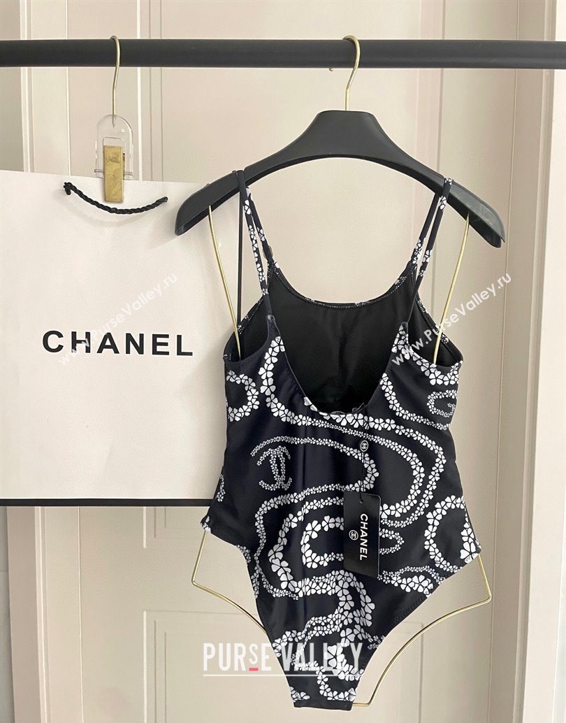 Chanel Printed One-Piece Swimwear Black 2025 1112 (SHI-251112098)