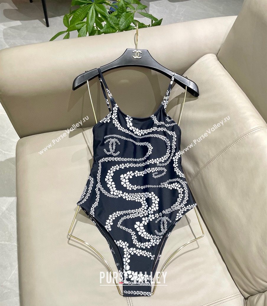 Chanel Printed One-Piece Swimwear Black 2025 1112 (SHI-251112098)