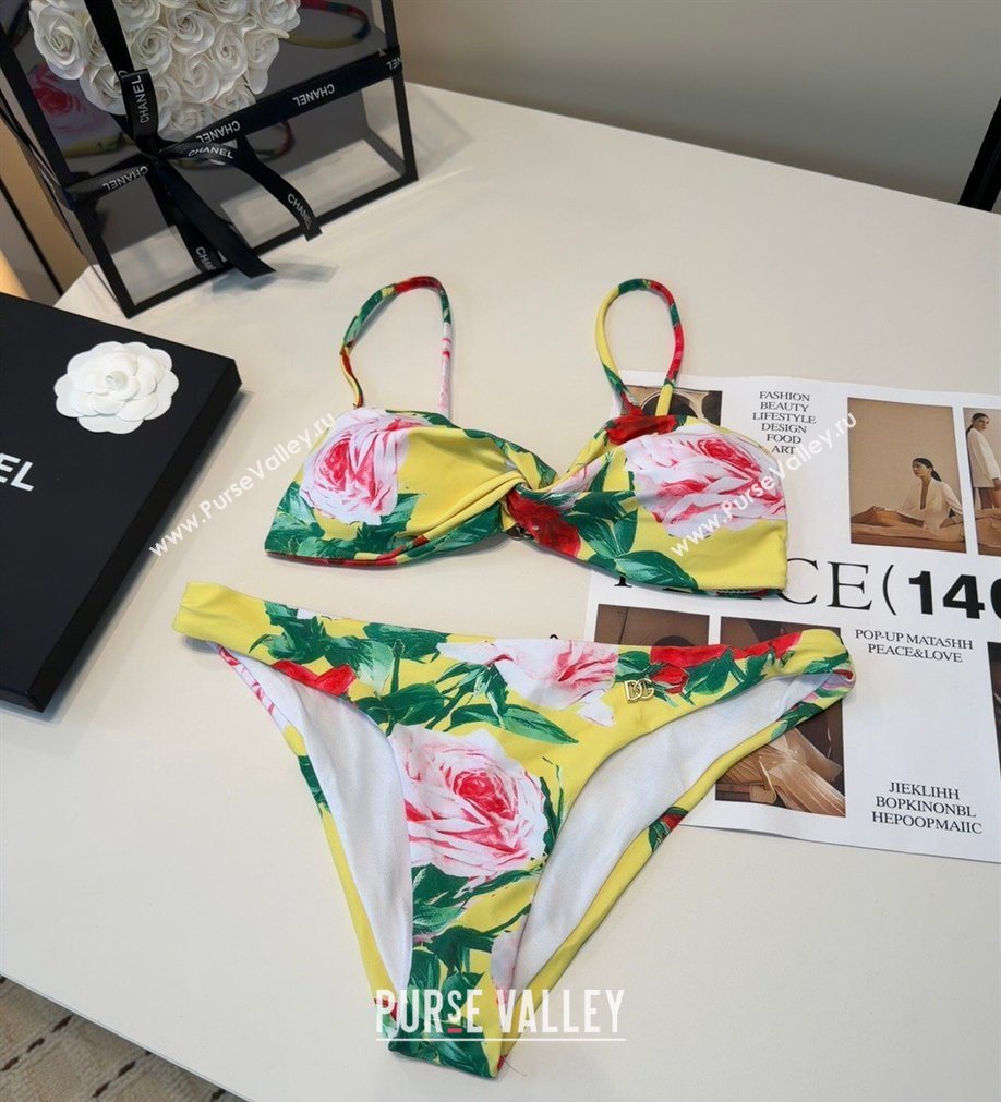 Dolce Gabbana Two-Pieces Swimwear with Flora Print Yellow 2026 DG031901 (SHI-260319034)