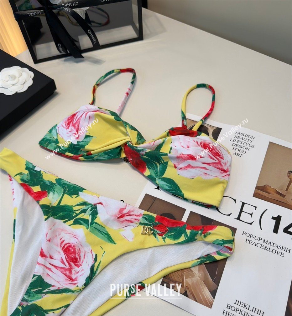 Dolce Gabbana Two-Pieces Swimwear with Flora Print Yellow 2026 DG031901 (SHI-260319034)