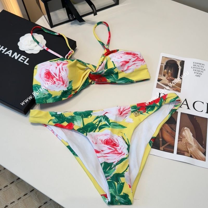 Dolce Gabbana Two-Pieces Swimwear with Flora Print Yellow 2026 DG031901 (SHI-260319034)
