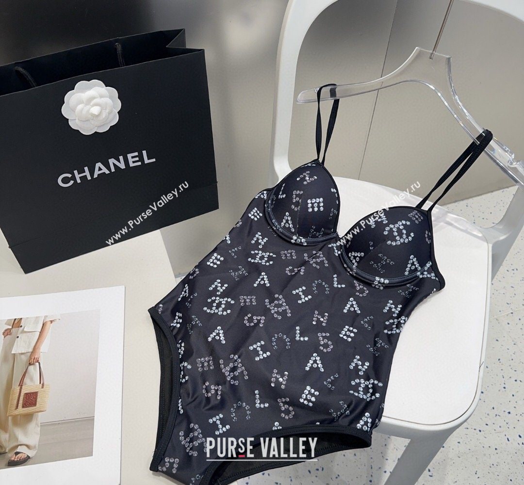 Chanel One-Piece Swimwear with CC Allover Black 2026 0318 (WN-260319021)