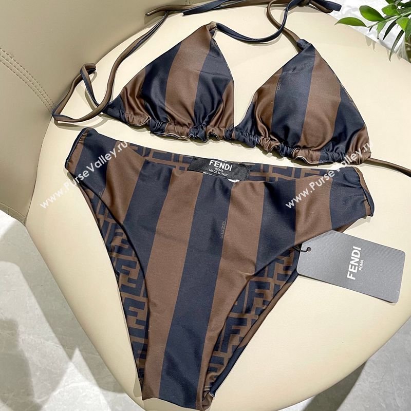 Fendi Two-Pieces Swimwear with Stripes Brown/Black 2026 FE031901 (SHI-260319047)