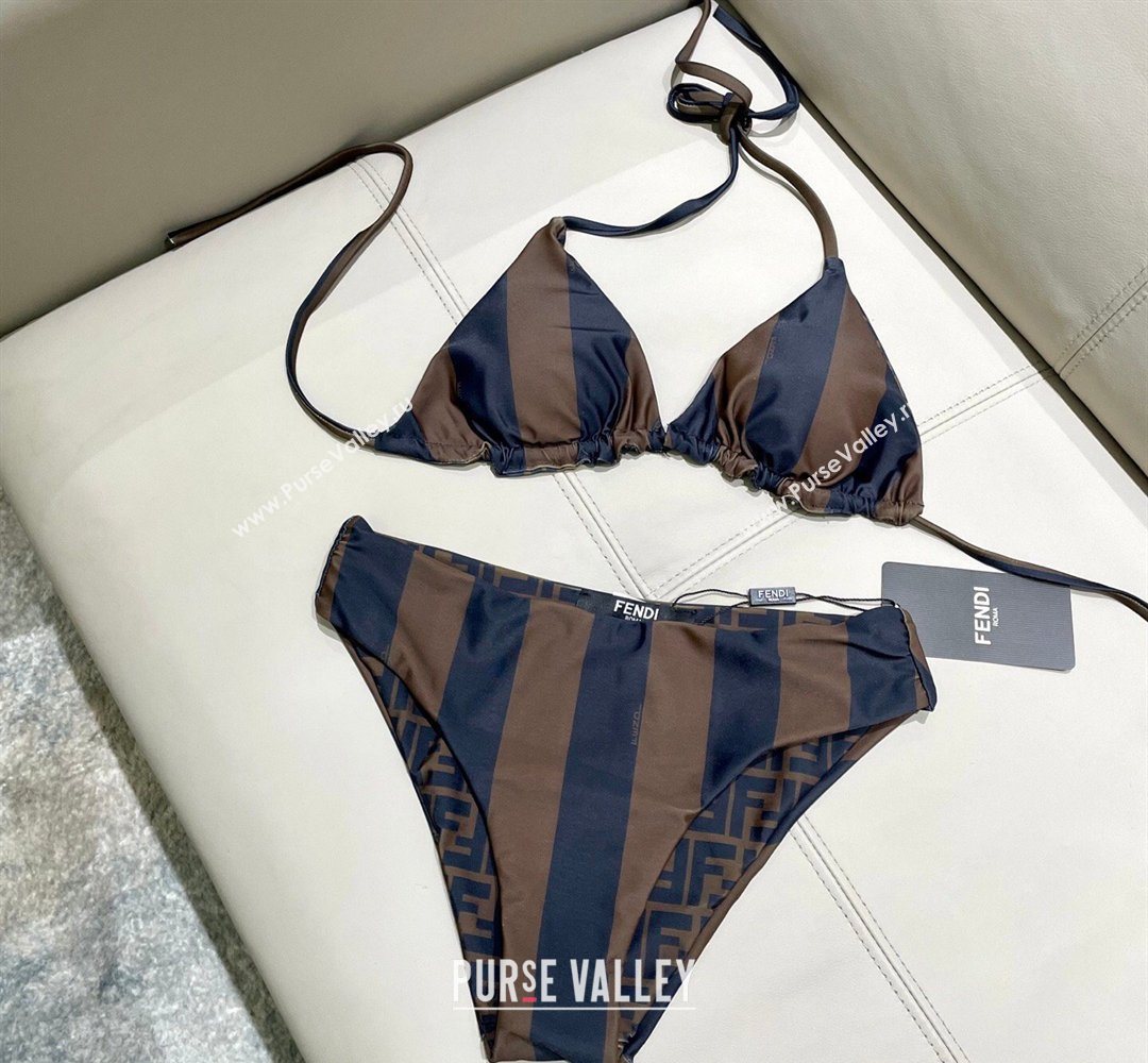 Fendi Two-Pieces Swimwear with Stripes Brown/Black 2026 FE031901 (SHI-260319047)