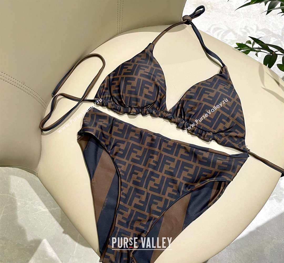 Fendi Two-Pieces Swimwear with Stripes Brown/Black 2026 FE031901 (SHI-260319047)
