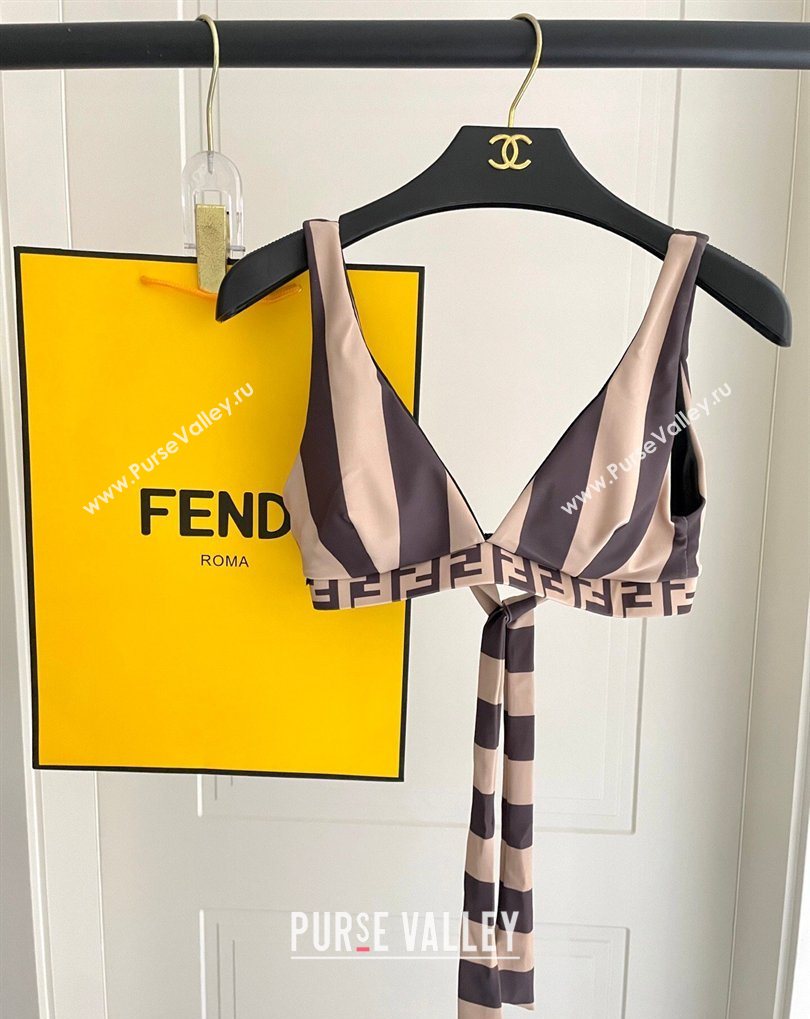 Fendi Two-Pieces Swimwear with Stripes Brown/Nude 2026 FE031902 (SHI-260319050)