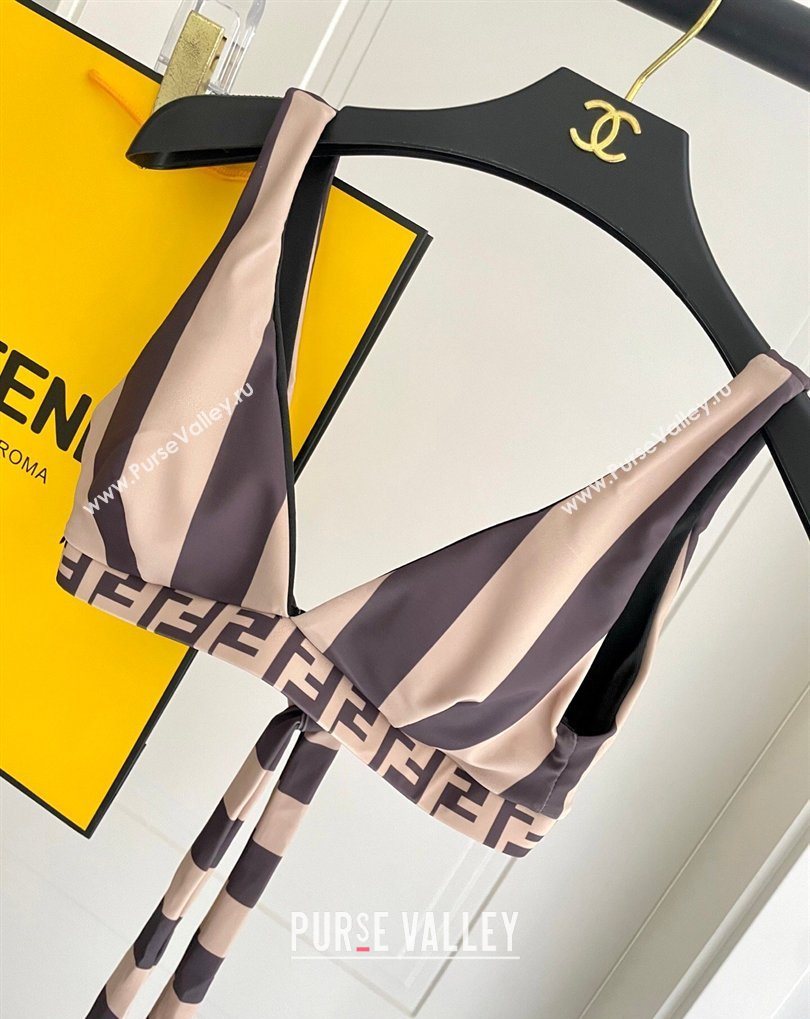 Fendi Two-Pieces Swimwear with Stripes Brown/Nude 2026 FE031902 (SHI-260319050)