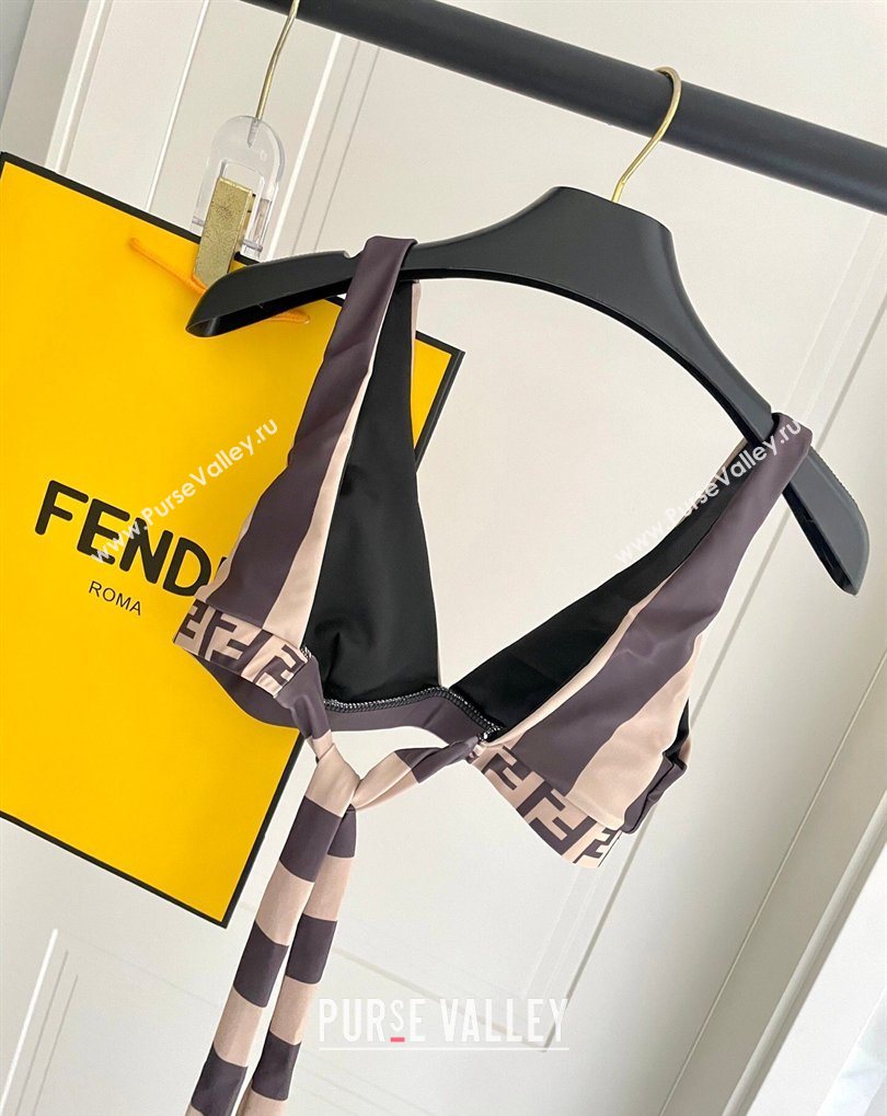 Fendi Two-Pieces Swimwear with Stripes Brown/Nude 2026 FE031902 (SHI-260319050)