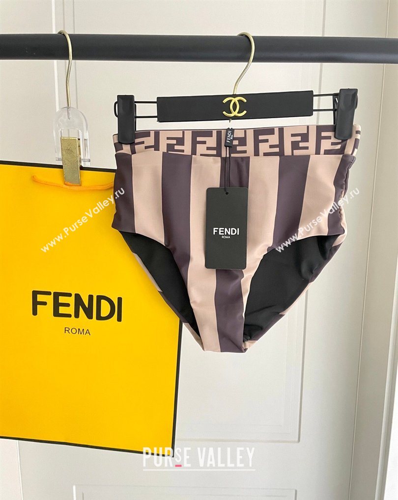Fendi Two-Pieces Swimwear with Stripes Brown/Nude 2026 FE031902 (SHI-260319050)